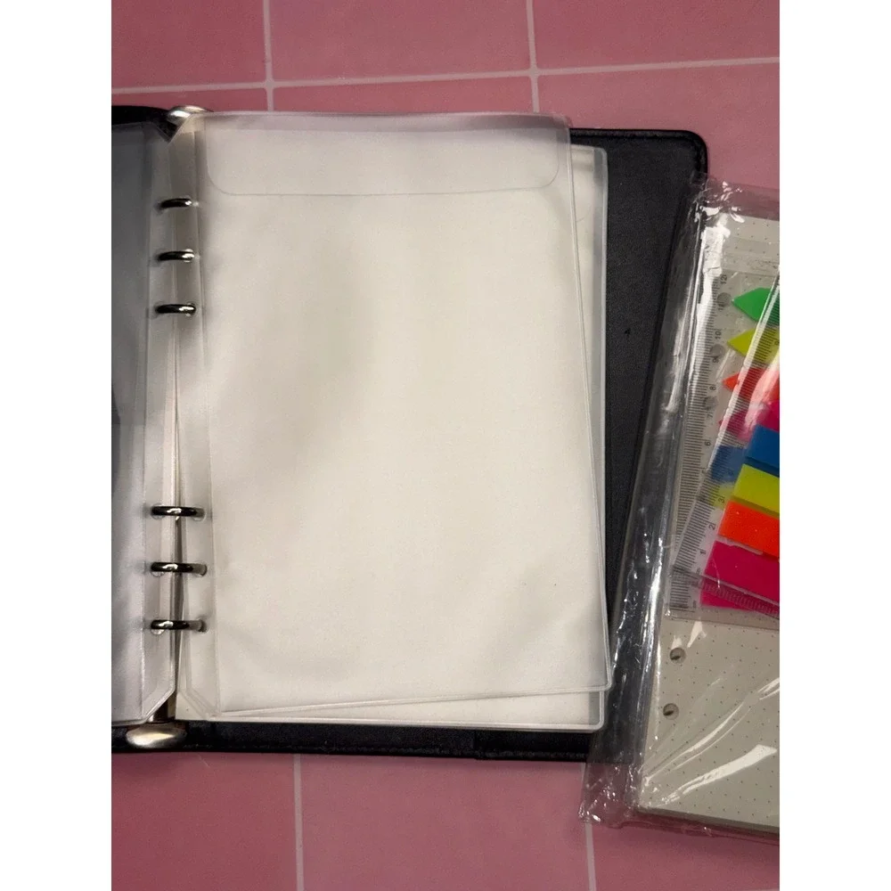 Mr. Pen A5 Budget Binder Black Faux Leather 6-Ring Planner with Accessories